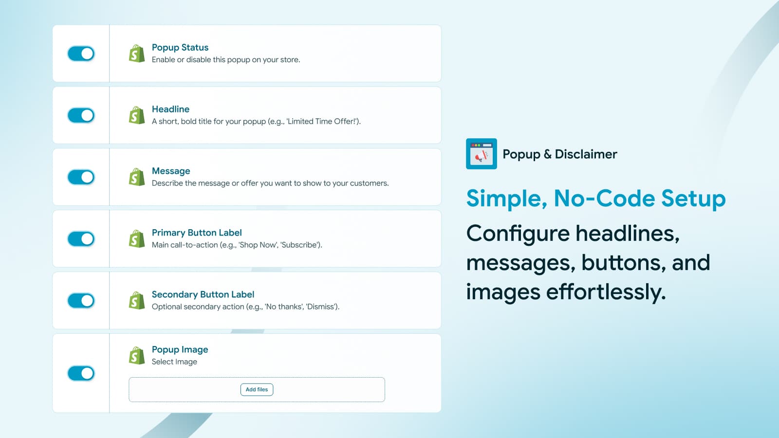 No-Code Setup in the Theme Editor, Popup & Disclaimer Sale Banner