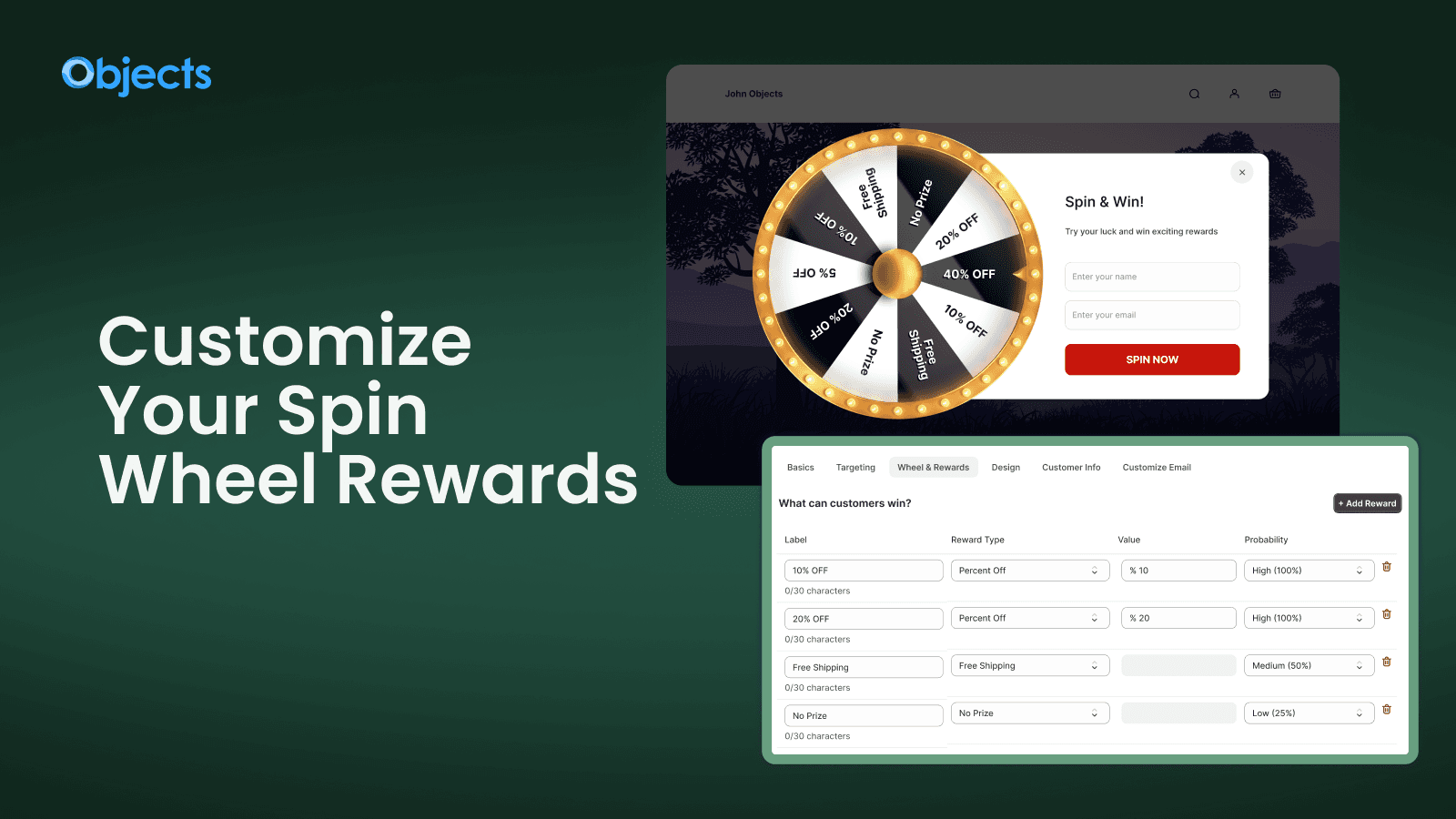 40 Customizable Slices and Rewards, Spin Wheel Email Popup & Games