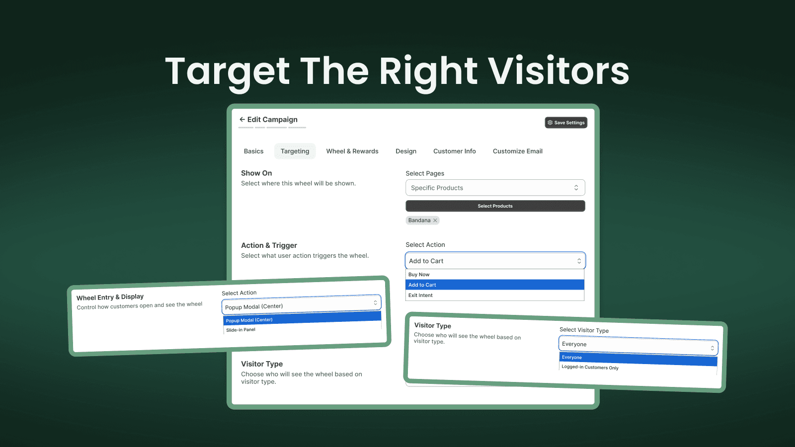 Target the Right Visitors, Spin Wheel Email Popup & Games