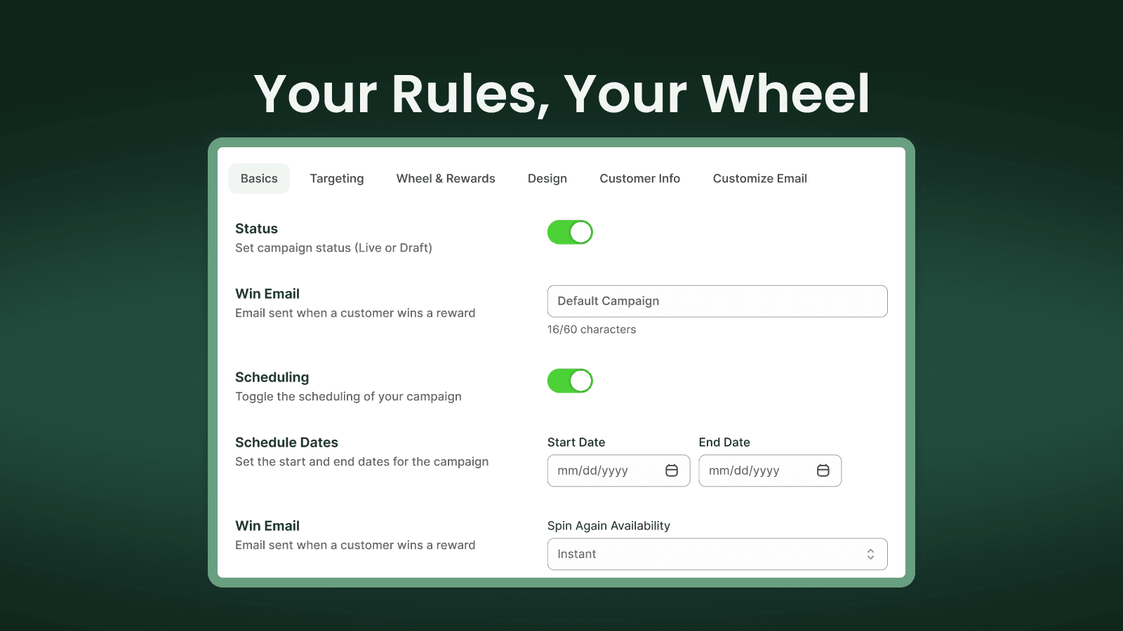 Your Rules, Your Wheel, Spin Wheel Email Popup & Games